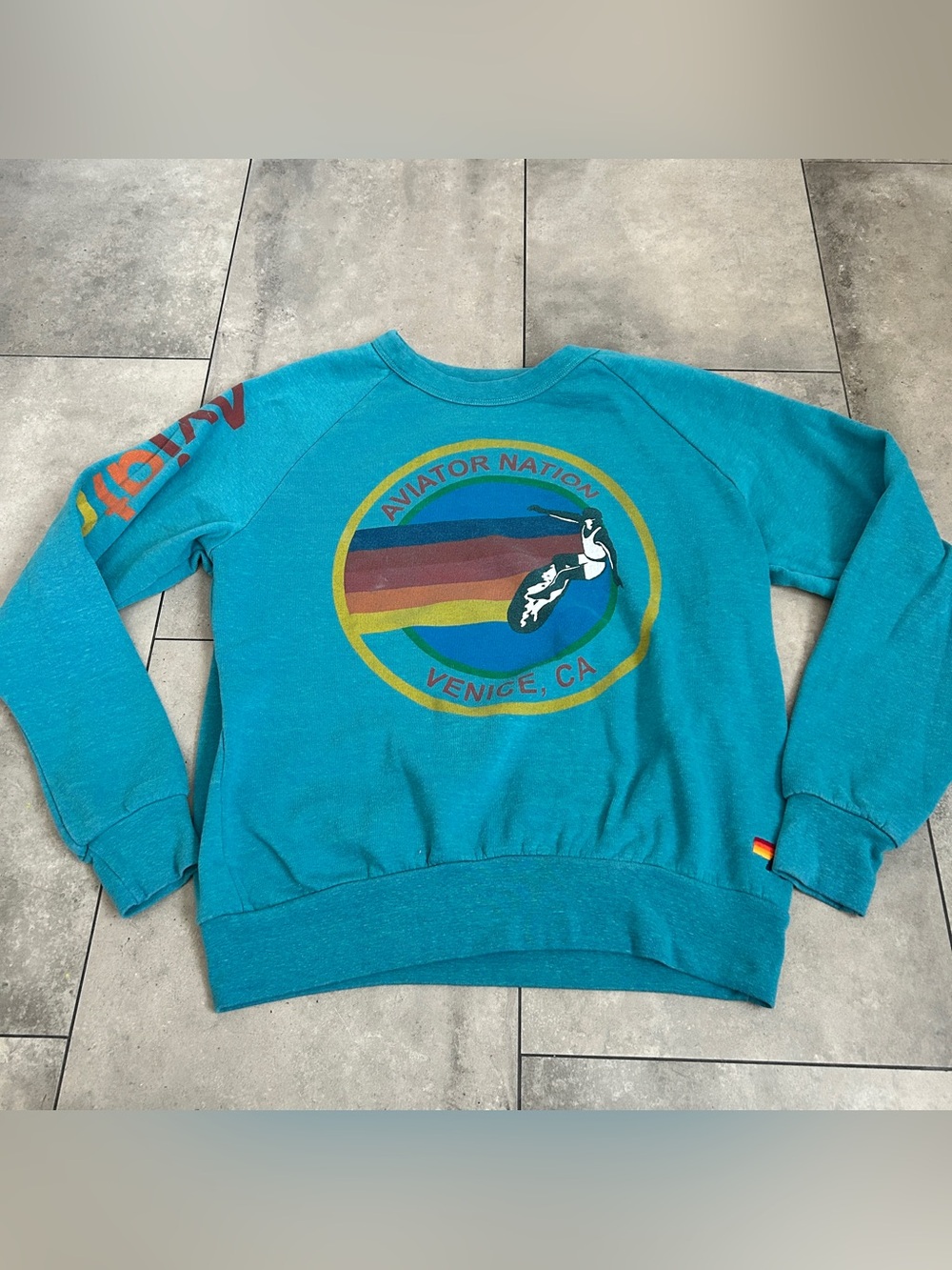 Aviator Nation Relaxed Crew sweatshirt in ocean teal XS